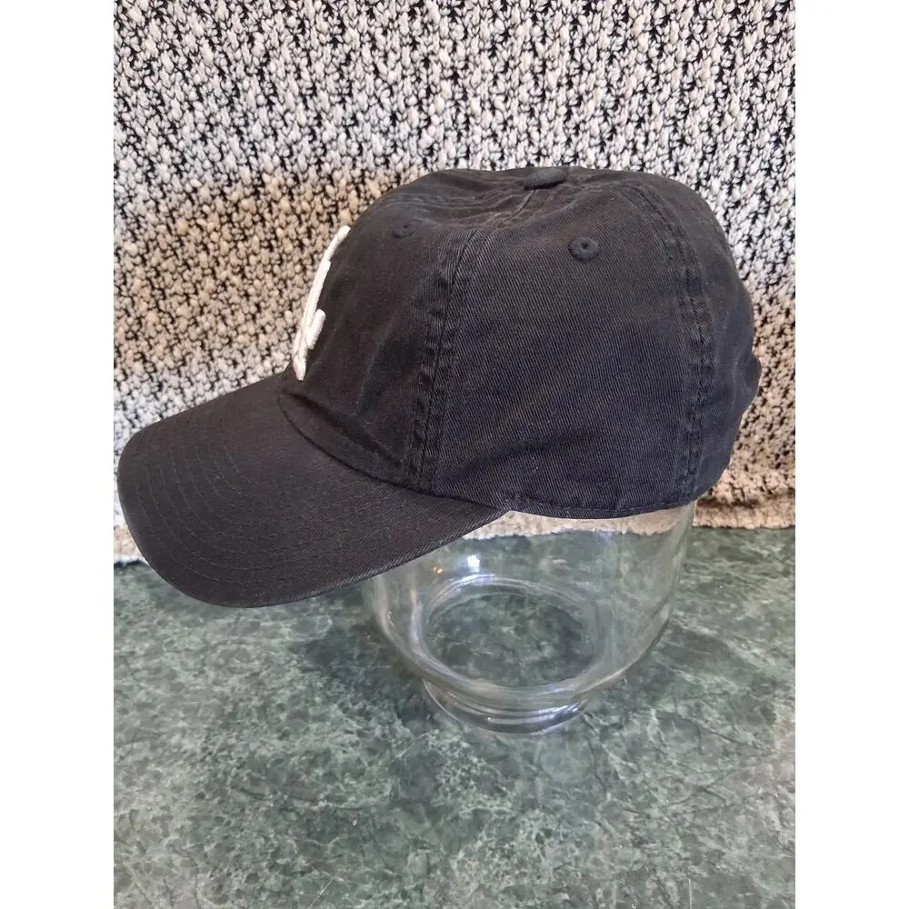 VTG LA Dodgers Hat Cap Men Strap Back Black White Cooperstown American Thread
